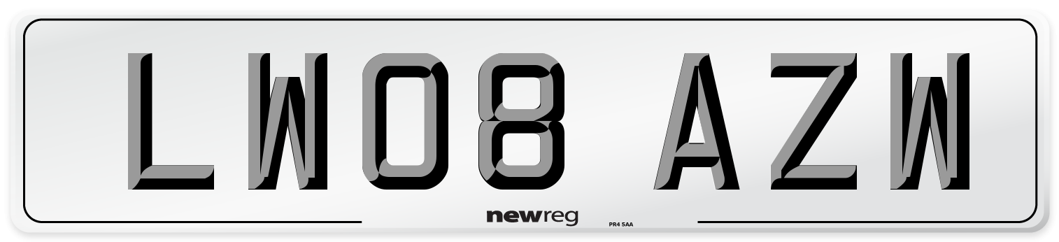 LW08 AZW Number Plate from New Reg